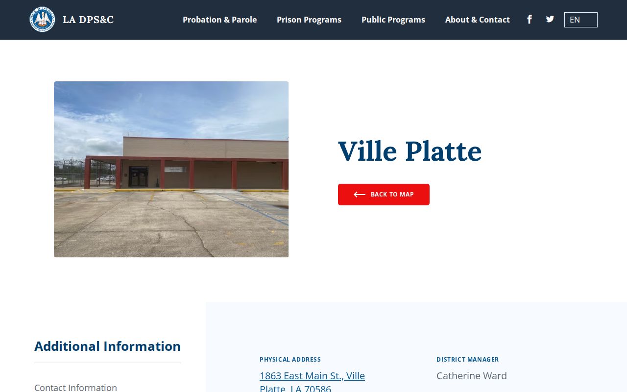 St. Landry Parish parole and probation office coverage and address